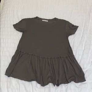 Army Green Ruffle Top